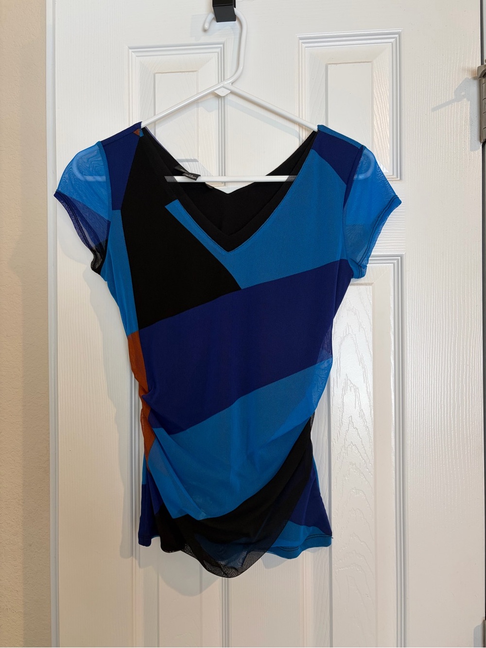 INC International Concepts Blue, Navy and Black Colorblock V-Neck Tee